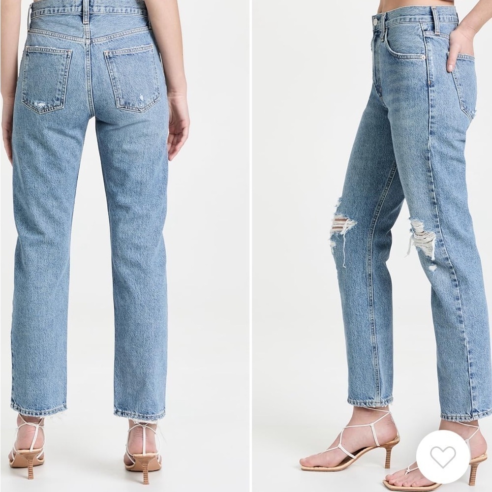 Agolde Mia Mid Rise Straight Leg Distressed Jeans in Rule Size 29 - Picture 2 of 13